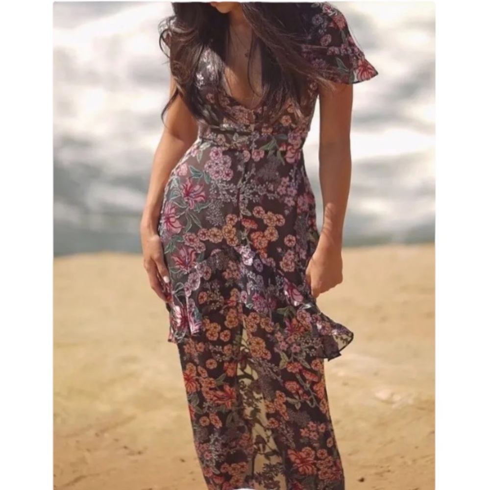 For Love and Lemons Vivi Flora Burnout Maxi Dress
